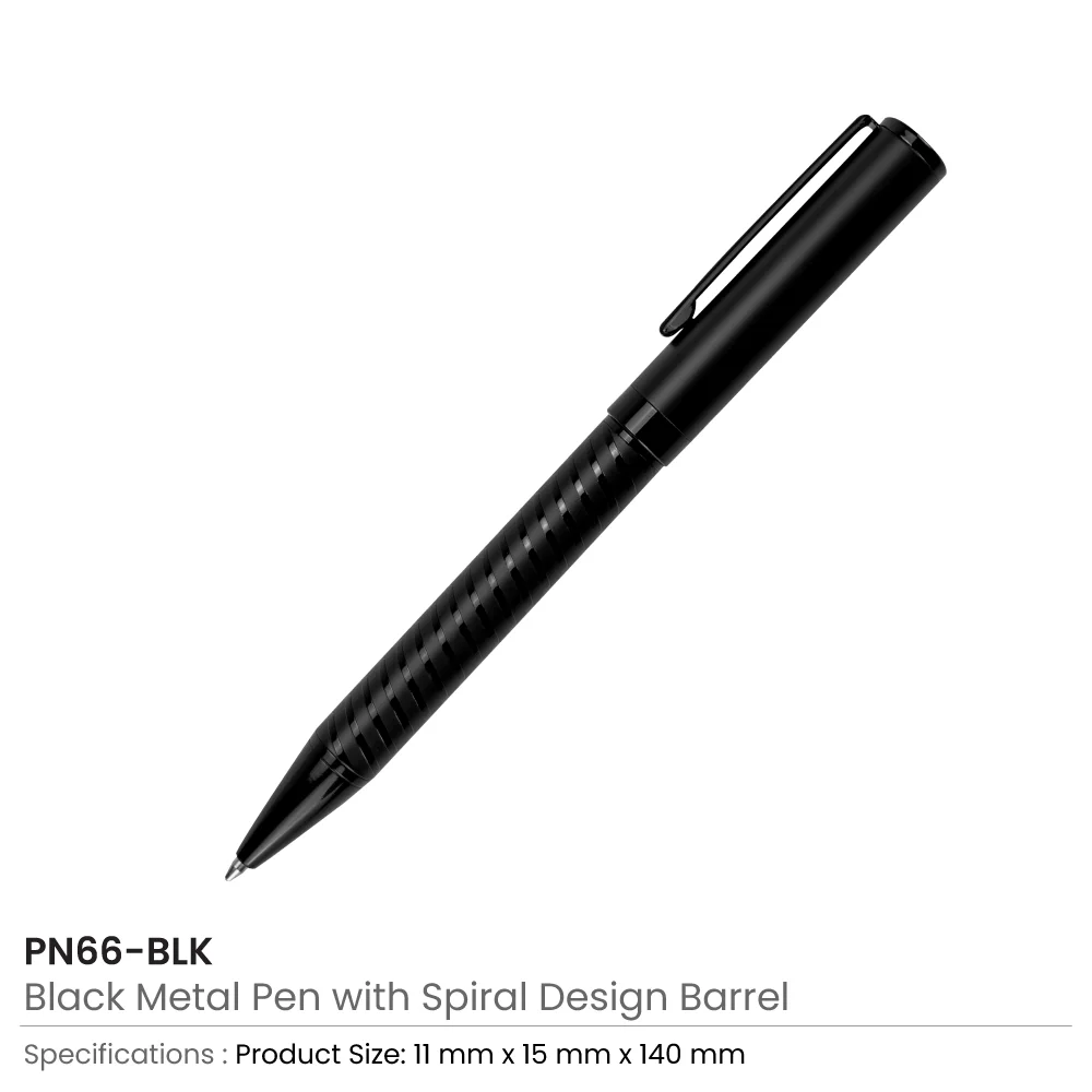 Black-Metal-Pens-with-Spiral-Design-Barrel-PN66-BLK-Details.webp